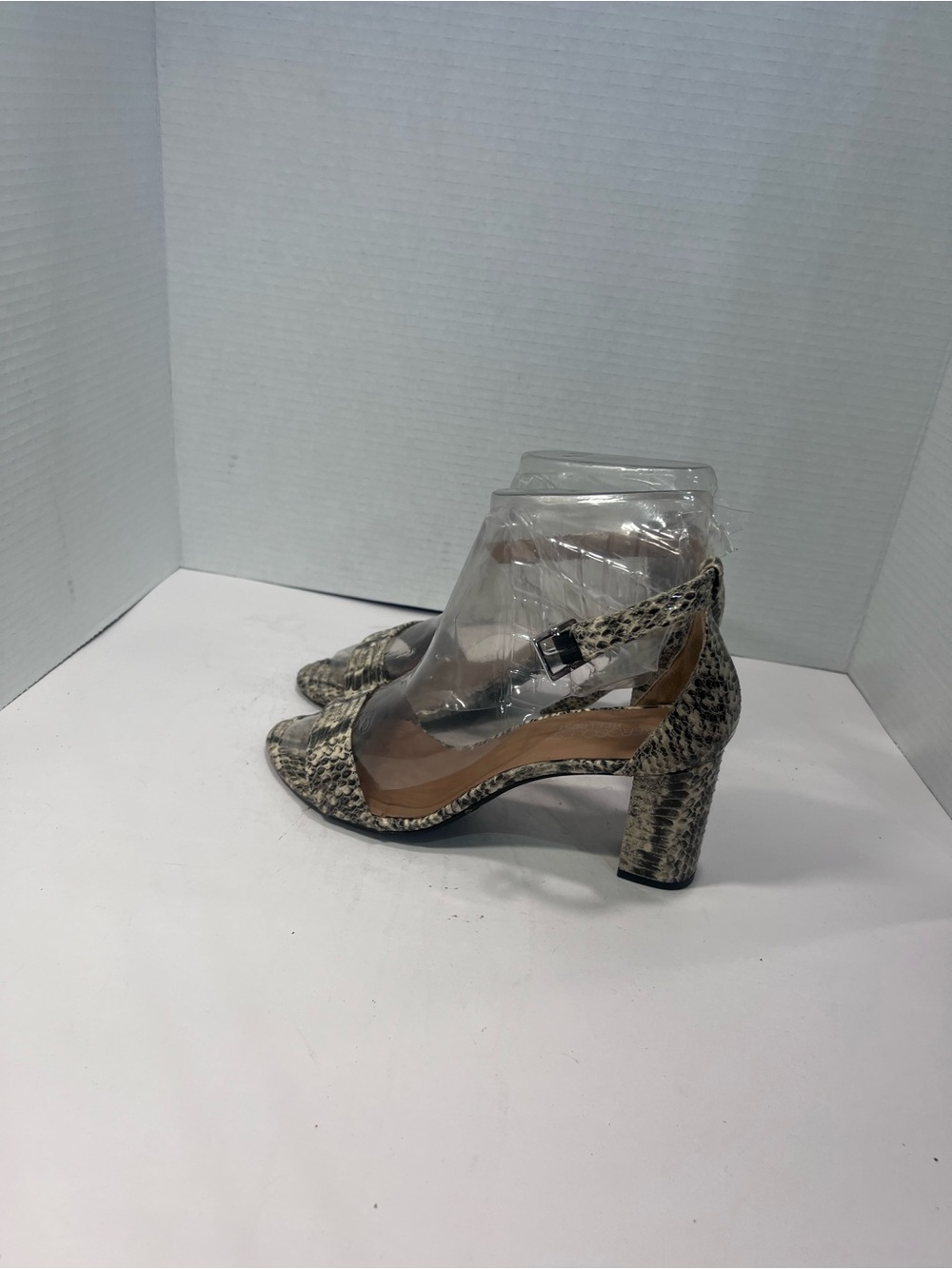 AEROSOLES Snake-Print Block Heel Pumps - Beige Black